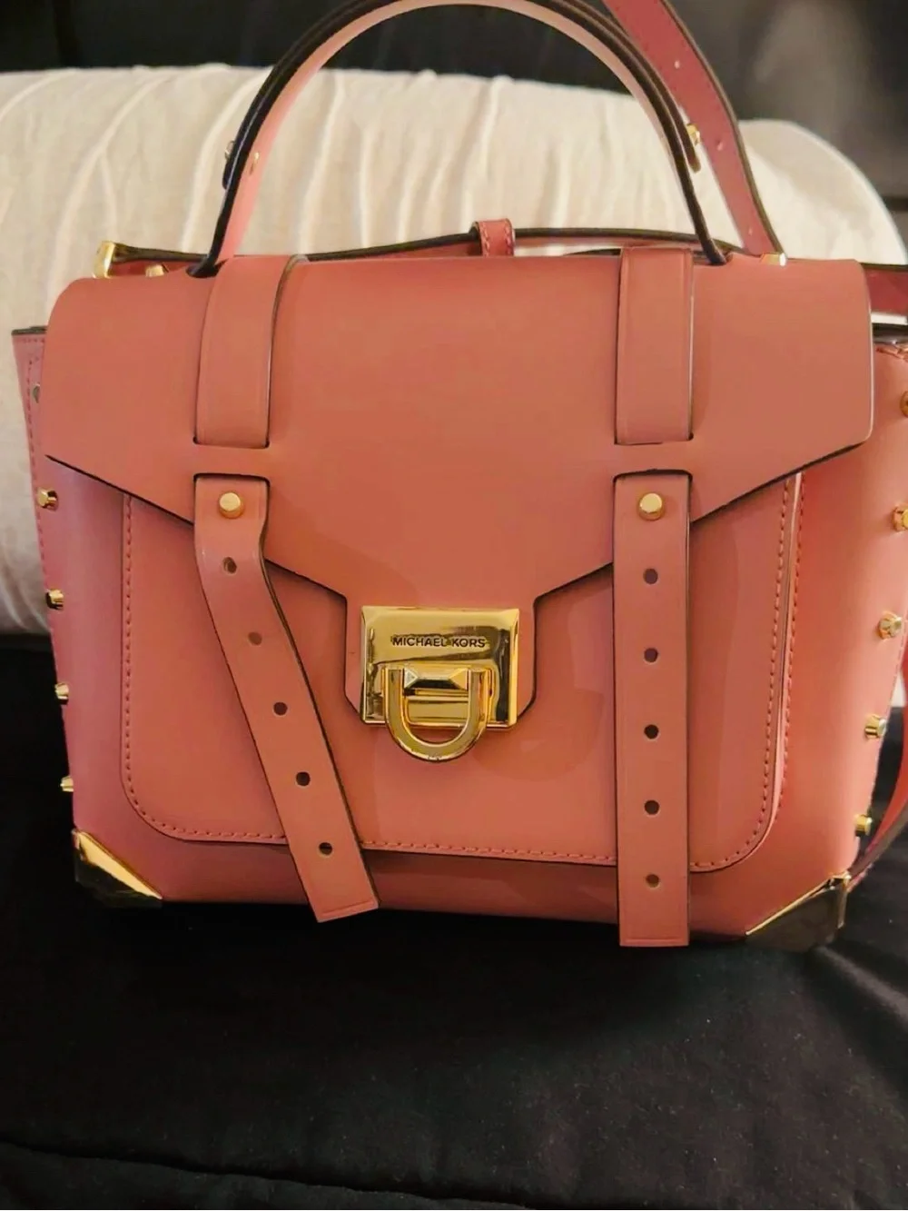 Michael Kors Coral Pink Satchel with Gold Hardware